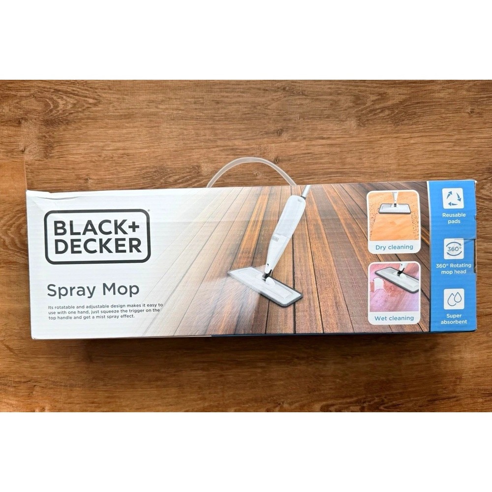 BLACK+DECKER Spray Mop 360° Rotating Head, Reusable Microfiber Pads
